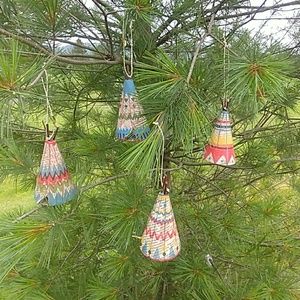 NWOT, Cody Foster, 4 Patterned Teepee Ornaments